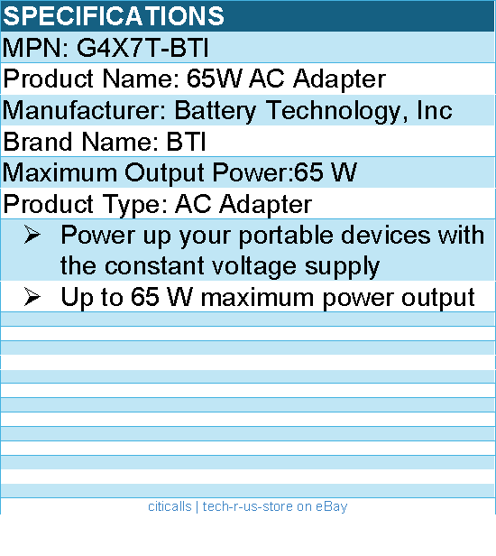 BTI G4X7T-BTI - AC Adapter - Compatible to OEM PN: G4X7T
