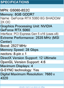MSI G5060-8S2C GeForce RTX 5060 SHADOW 2X OC Graphics Card - 8GB GDDR7