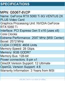 MSI G506T-8V2P GeForce RTX 5060 Ti 8G VENTUS 2X PLUS 8GB GDDR7 128B Video Card