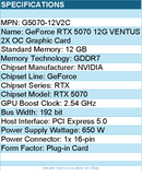 MSI G5070-12V2C Video Card - GeForce RTX 5070 12G VENTUS 2X OC 12GB GDDR7