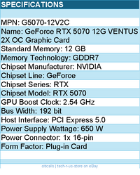 MSI G5070-12V2C Video Card - GeForce RTX 5070 12G VENTUS 2X OC 12GB GDDR7