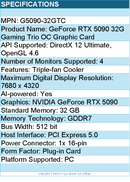 MSI G5090-32GTC GeForce RTX 5090 32G Gaming Trio OC Graphic Card