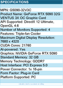 MSI G5090-32V3C GeForce RTX 5090 32G VENTUS 3X OC Graphic Card