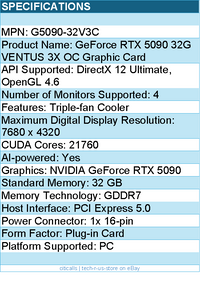 MSI G5090-32V3C GeForce RTX 5090 32G VENTUS 3X OC Graphic Card