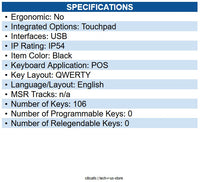 Cherry G86-62401EUADAA SPOS Cable Connectivity - USB 2.0 Interface - 106 Key(s)