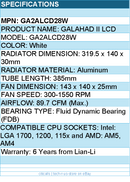 Lian-Li GA2ALCD28W Galahad II LCD 280mm FDB 300-1550RPM - CPU Liquid Cooler
