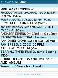 Lian-Li GA2ALCD36INW Galahad II LCD SL-INF 360mm FDB 2100RPM - CPU Liquid Cooler