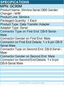 StarTech GC9SM Slimline Serial DB9 Gender Changer - M/M