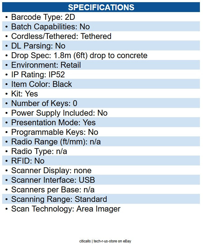 Datalogic GD4520-BK-B-USB Gryphon I GD4520 Barcode Scanner Cable Connectivity