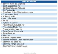 Datalogic GD4590-BK-DGM Gryphon I GD4590 Barcode Scanner Cable Connectivity - 1D