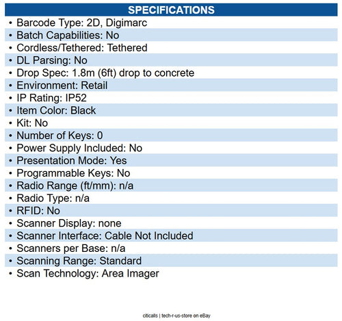 Datalogic GD4590-BK-DGM Gryphon I GD4590 Barcode Scanner Cable Connectivity - 1D
