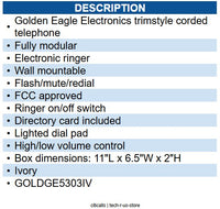Golden Eagle GO-5303IV Trimstyle visual ringer IVORY