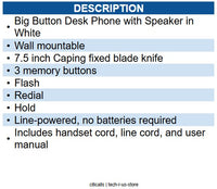 Golden Eagle GO-GE3104 Big Button Speakerphone WHITE