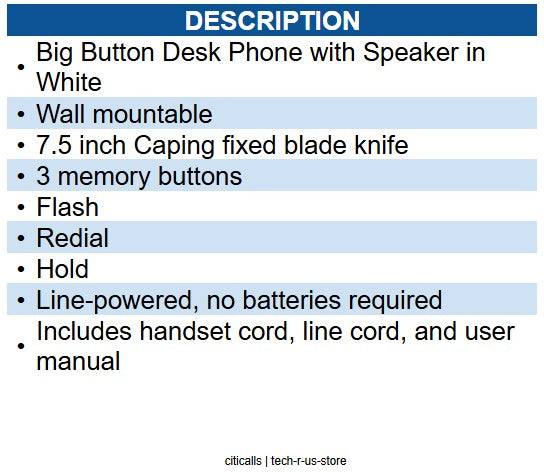 Golden Eagle GO-GE3104 Big Button Speakerphone WHITE