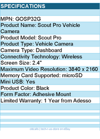 Adesso GOSP32G GekoGear Scout Pro 2K 3-Channel Dash Cam Surveillance