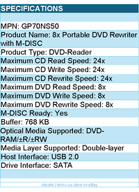 LG GP70NS50 Portable DVD-Reader - External - DVD Rewriter with M-DISC