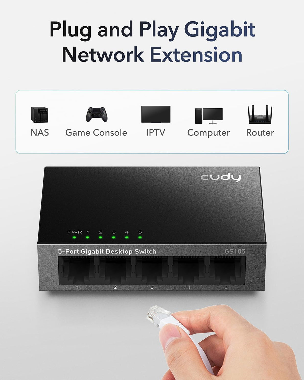 Cudy GS105 5-Port Gigabit Unmanaged Switch Retail - Black