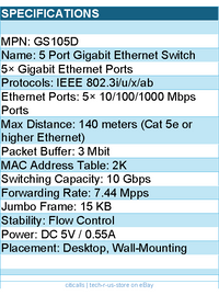 Cudy GS105D 5 Port Gigabit Unmanaged Ethernet Switch - Plug & Play