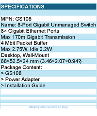 Cudy GS108 8-Port Gigabit Ethernet Ports Unmanaged Switch Retail