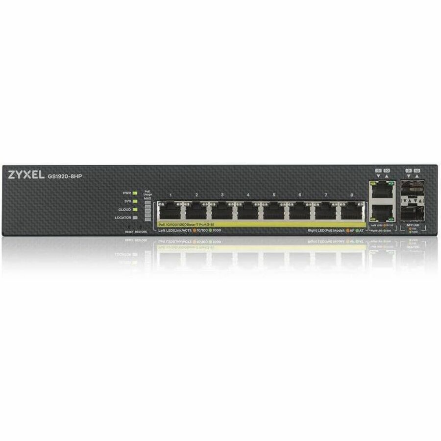 Zyxel GS1920-8HPv2 8-Port Gigabit Smart Nebula Cloud Managed PoE Switch