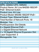 Netgear GSM4212PX-100NAS AV Line M4250-10G2XF-PoE+ Ethernet Switch