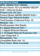 Netgear GSM4212UX-100NAS AV Line M4250-10G2XF-PoE++ Ethernet Switch - 10 Ports