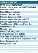Netgear GSM4328-100NES AV Line M4350-24G4XF Ethernet Switch - 24 Ports