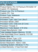 Dell H0M9C Pro 14 Premium PA14250 14" Copilot+ PC Notebook - Full HD Plus