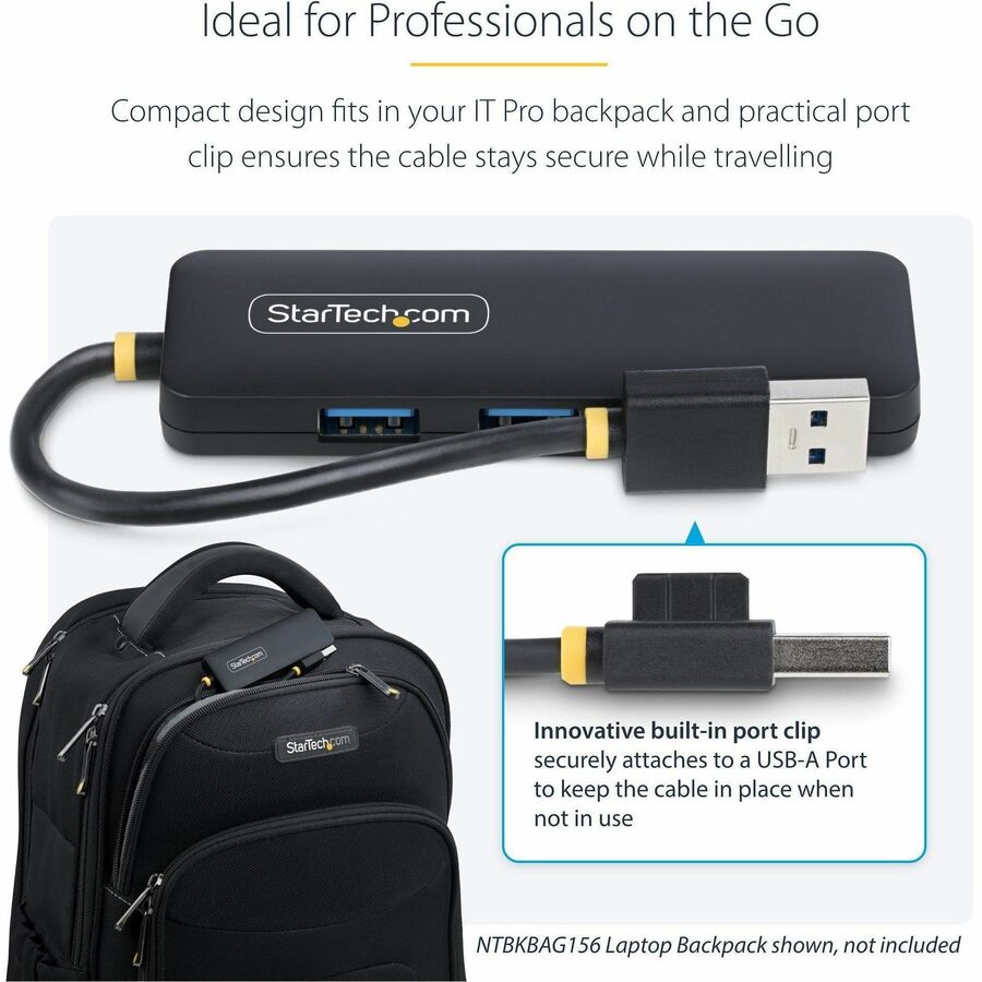 StarTech H5A4A-USB-HUB 4-Port USB-A Hub, 5Gbps, Bus Powered - Black
