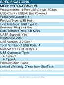 StarTech H5C4A-USB-HUB 4-Port USB-C Hub, 5Gbps, USB-C to 4x USB-A, Bus Powered