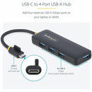 StarTech H5C4A-USB-HUB 4-Port USB-C Hub, 5Gbps, USB-C to 4x USB-A, Bus Powered