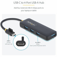 StarTech H5C4A-USB-HUB 4-Port USB-C Hub, 5Gbps, USB-C to 4x USB-A, Bus Powered