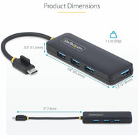 StarTech H5C4A-USB-HUB 4-Port USB-C Hub, 5Gbps, USB-C to 4x USB-A, Bus Powered