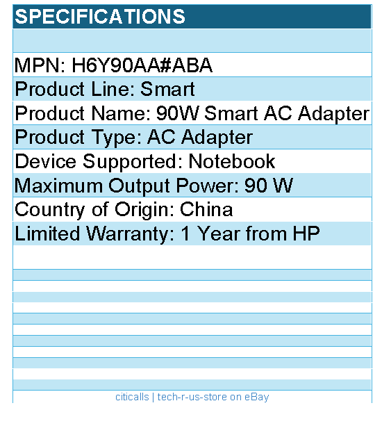 HP H6Y90AA#ABA 90W Smart AC Adapter - Black For Notebook