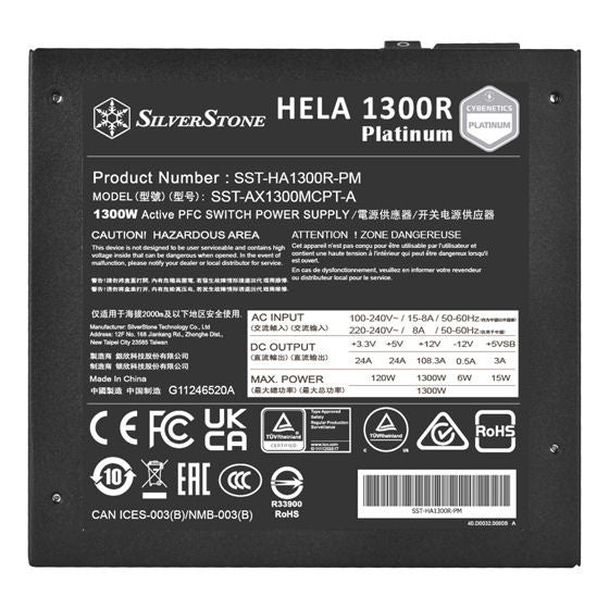 Silverstone HA1300R-PM Power Supply - 1300W Cybenetics Platinum ATX3.0 Modular