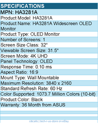 ASUS HA3281A 32" Class 4K UHD OLED Monitor - 16:9 - 3840 x 2160