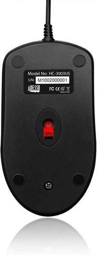 Adesso HC-3003US 3 Button Desktop Optical Scroll Mouse (USB) - Optical - Cable