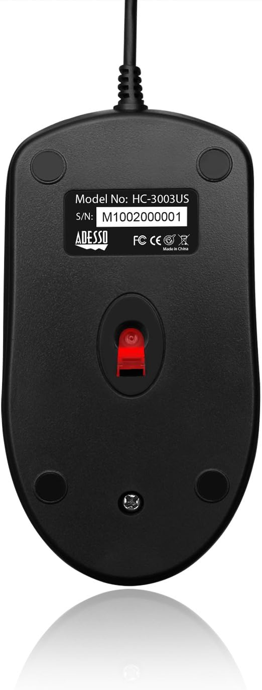 Adesso HC-3003US 3 Button Desktop Optical Scroll Mouse (USB) - Optical - Cable