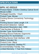 Adesso HC-3003US 3 Button Desktop Optical Scroll Mouse (USB) - 1000 dpi