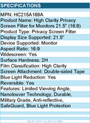 Kensington HC215A169A High Clarity Privacy Screen Filter for Monitors 21.5"