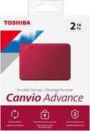 Toshiba HDTCA20XR3AA Canvio Advance - Hard drive - 2 TB - external - 2.5" - Red