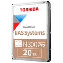 Toshiba HDWG62AUZSVB Hard Drive - 20TB 7200RPM SATA 6Gbps 3.5 N300 PRO NAS Bare