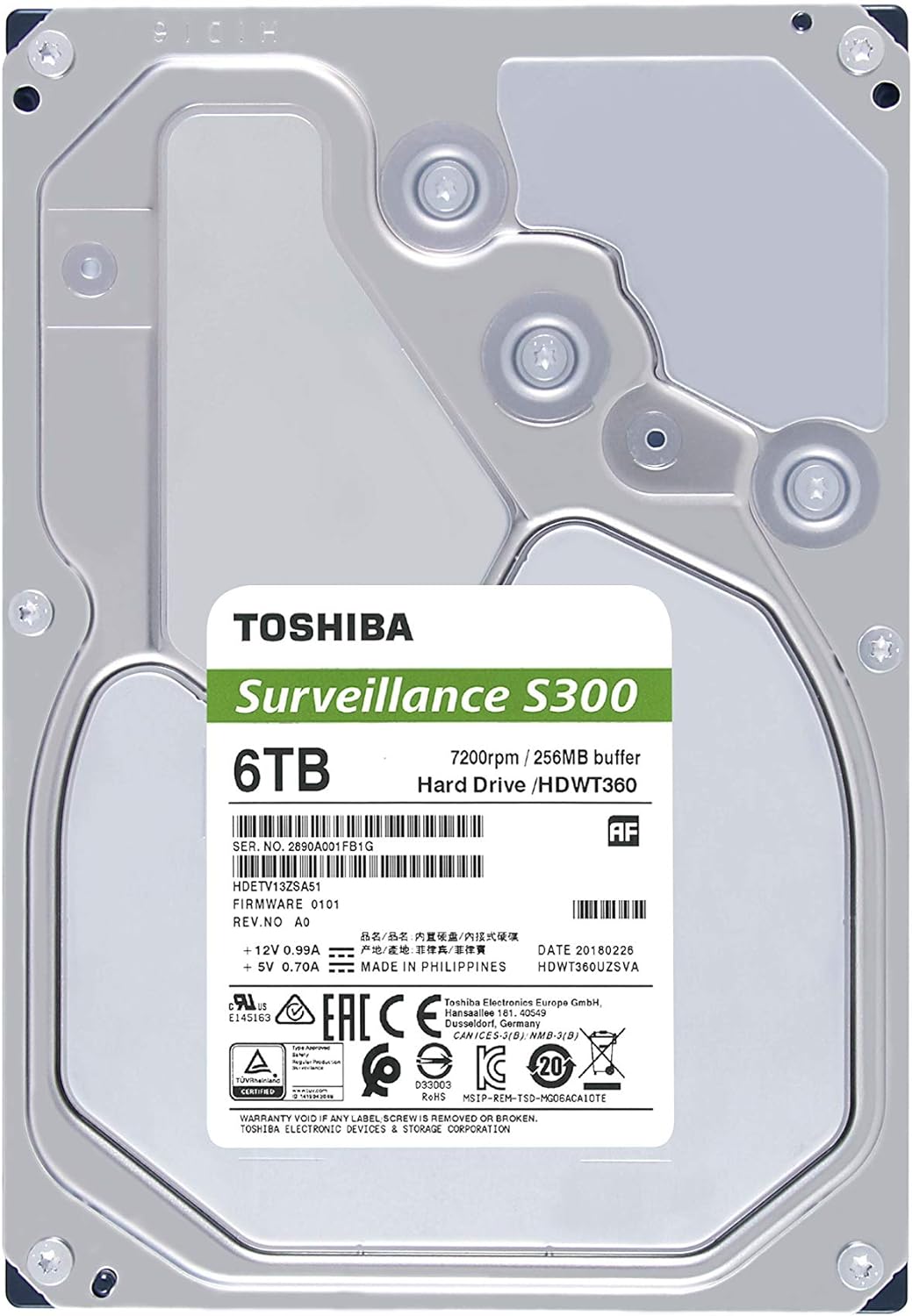 Toshiba HDWT360UZSVAR S300 Surveillance - Hard drive - 6 TB - internal - 3.5"