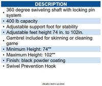 HME Products HME-HH HME Hitch Hoist 400lb-360deg