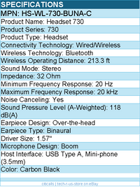 Cisco HS-WL-730-BUNA-C Headset 730 - Stereo - USB Type A, Mini-phone (3.5mm)