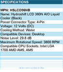 Lian-Li HSLCD36NB Hydroshift LCD 360 AIO Liquid Cooler (Black)