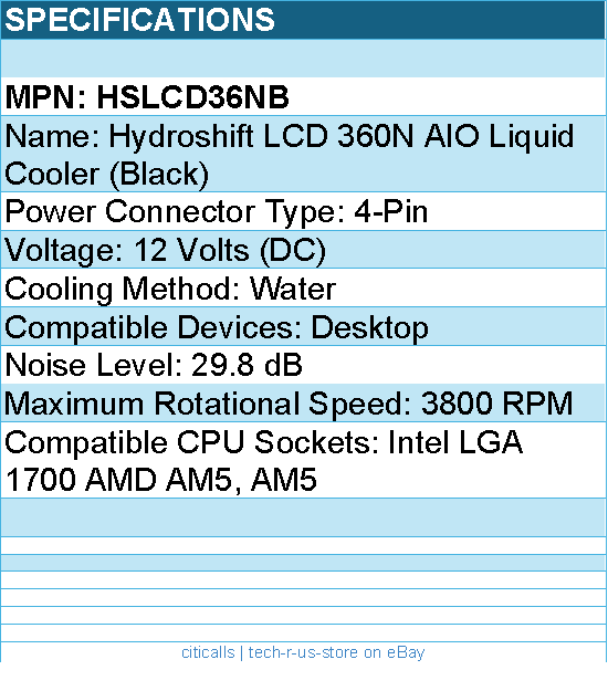 Lian-Li HSLCD36NB Hydroshift LCD 360 AIO Liquid Cooler (Black)