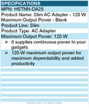HPI HSTNN-DA25 Slim AC Adapter - 120 W Maximum Output Power - Black