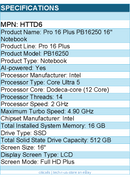 Dell HTTD6 Pro 16 Plus PB16250 16" Notebook - Full HD Plus - 60 Hz