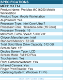 Dell HXT1J Pro Max MC16250 16" Touchscreen Mobile Workstation - Full HD Plus
